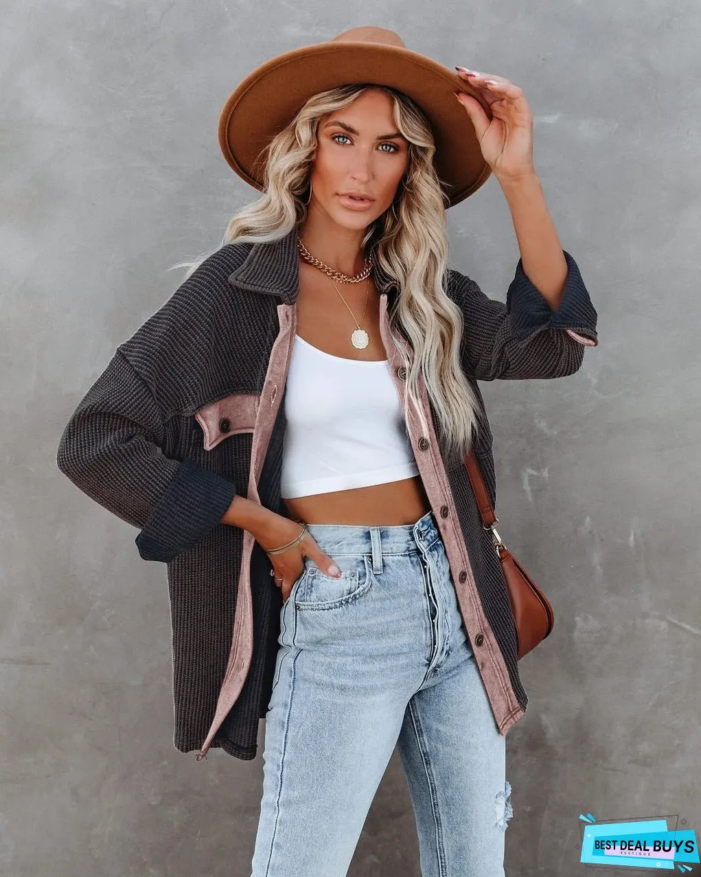 Corduroy Button Down Shirts Shacket Jackets Women