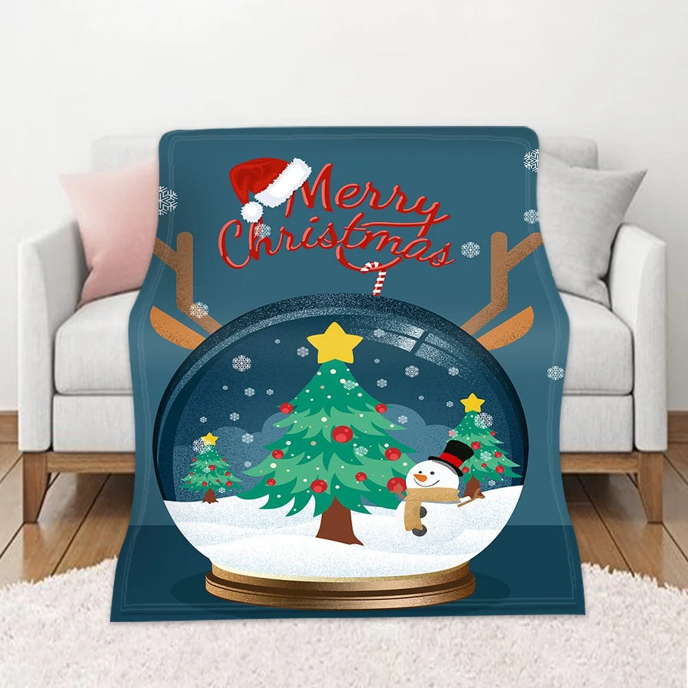 Christmas Blanket Winter Warm Decorative Sofa Living Room Rest Bed To Sleep Flannel Printed Pattern Home Blanket