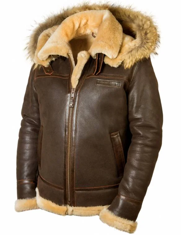 JACKET PILOT FROM SHEEPSKIN B-3 Hooded[FREE SHIPPING TODAY]