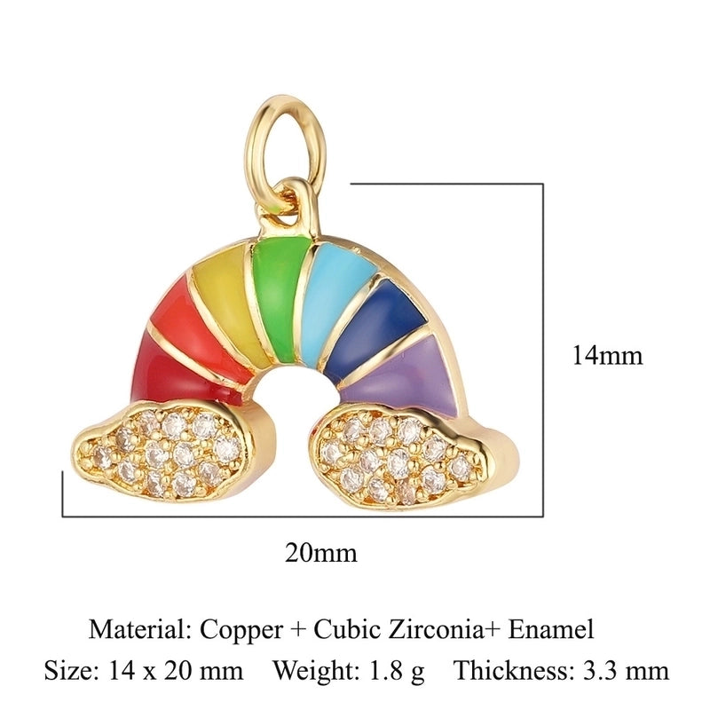 3 Pieces Copper Zircon 18K Gold Plated Sun Rainbow Star