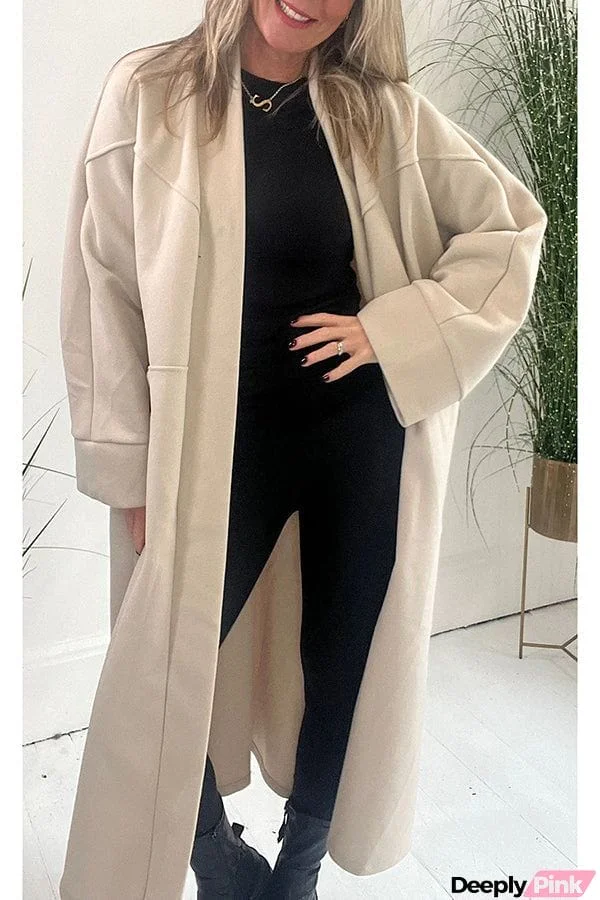 When The Snow Turn Pocket Oversized Duster Coat