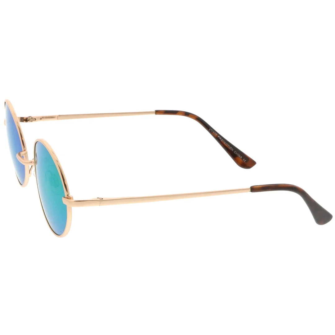 Classic Lightweight Slim Arms Colored Mirror Flat Lens Oval glasses 50mm