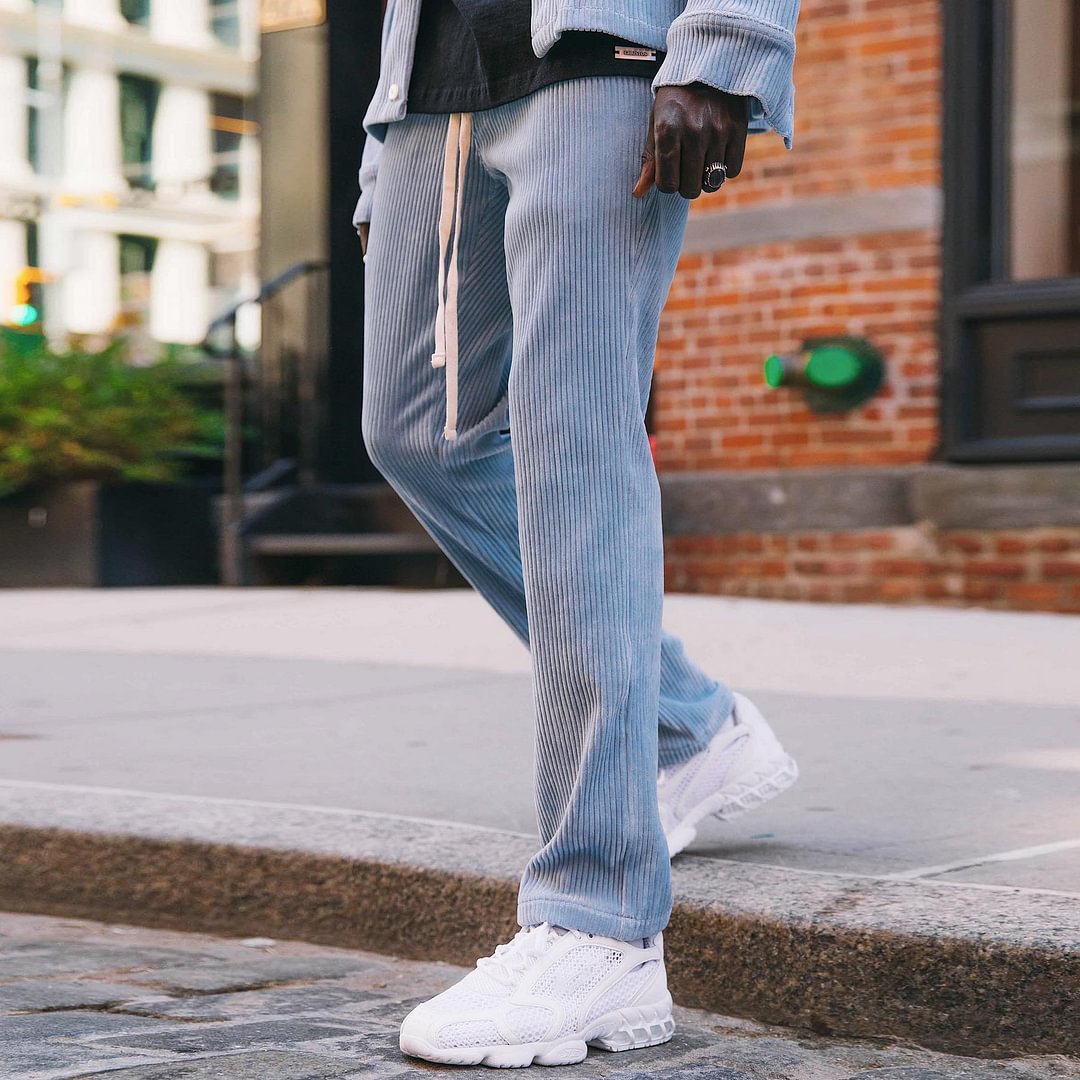 Fashionable casual solid color corduroy trousers