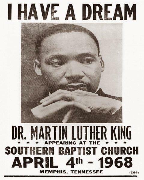 MARTIN LUTHER KING JR I Have a Dream Southern Baptist April 4th, 1968 8x10 Photo Poster painting