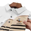 Men's Striped Cotton Lapel Business Casual Embroidered Long Sleeve POLO Shirt
