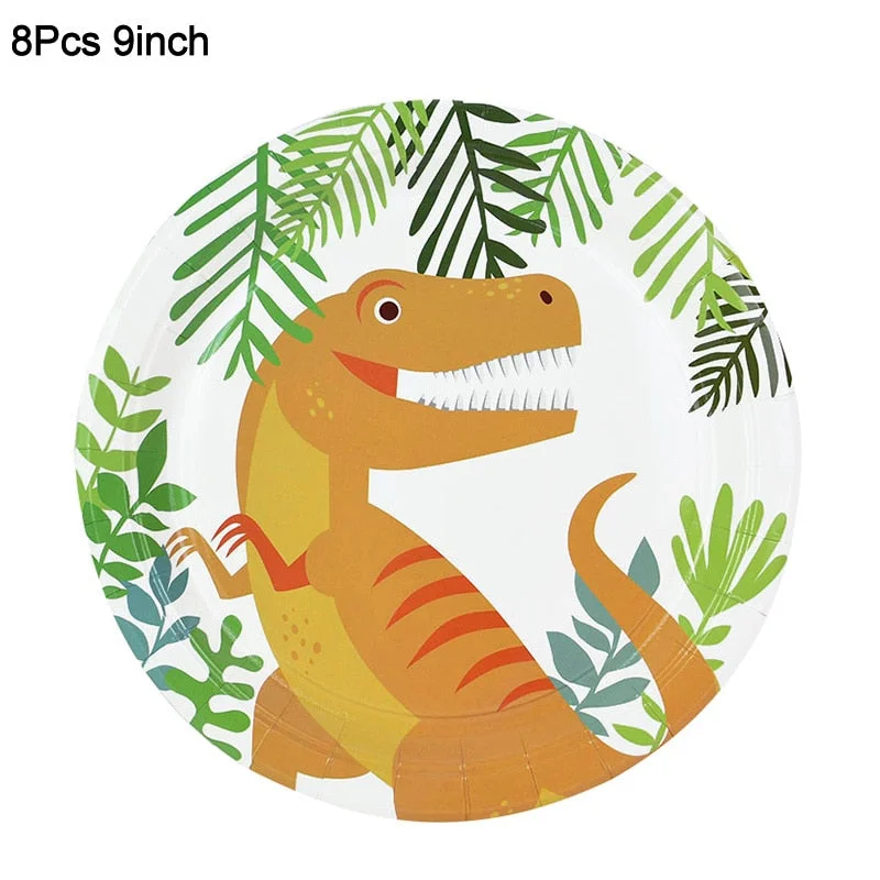 Dinosaur Theme Disposable Tableware Happy Birthday Banner Dinosaur Birthday Decorations Safari Jungle Party Supplies Baby Shower