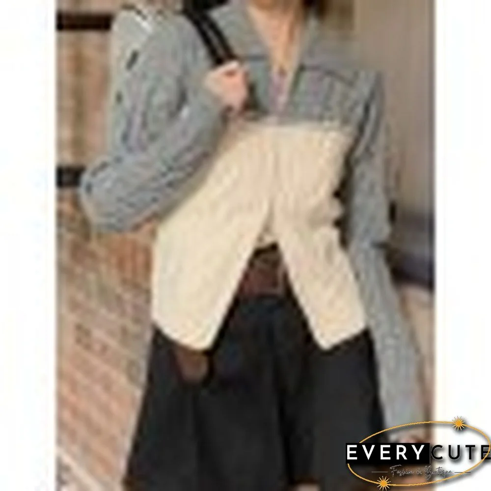 Color Block Cable Knit Zip Up Cardigan