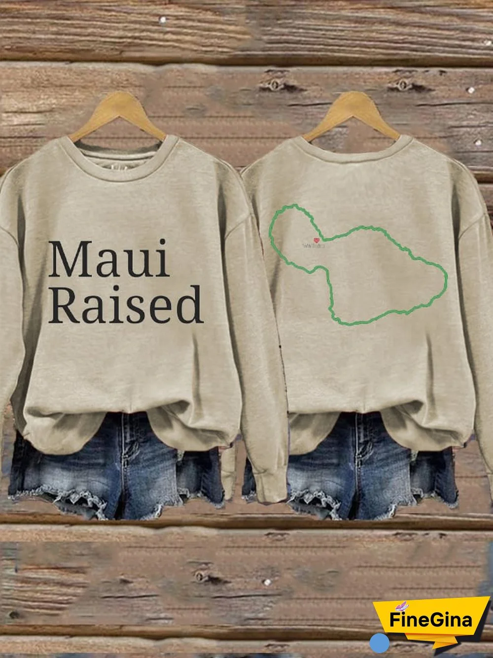 Women's Lahaina Maui Raised Hawaii Print Sweatshirt