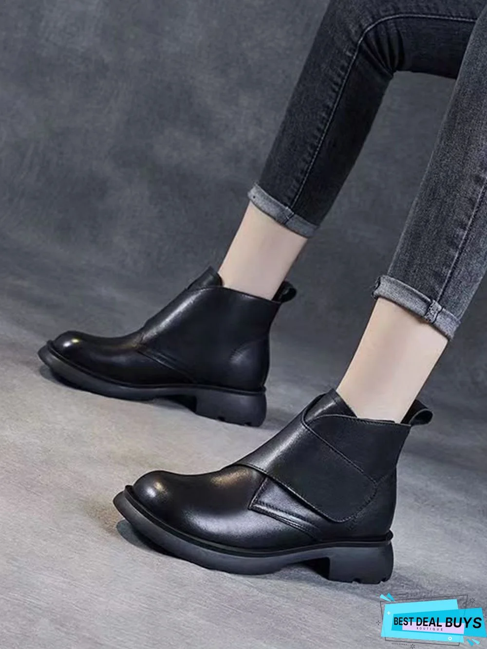 Vintage Hook-and-loop Fastener Combat Boots