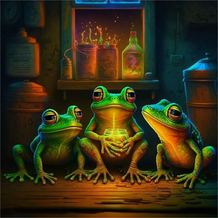 Three Little Frogs - Full Round - Diamond Painting (30*30cm)