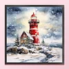 Winter Snowflake Lighthouse - 11CT Stamped Cross Stitch 40*40cm/15.75*15.75in