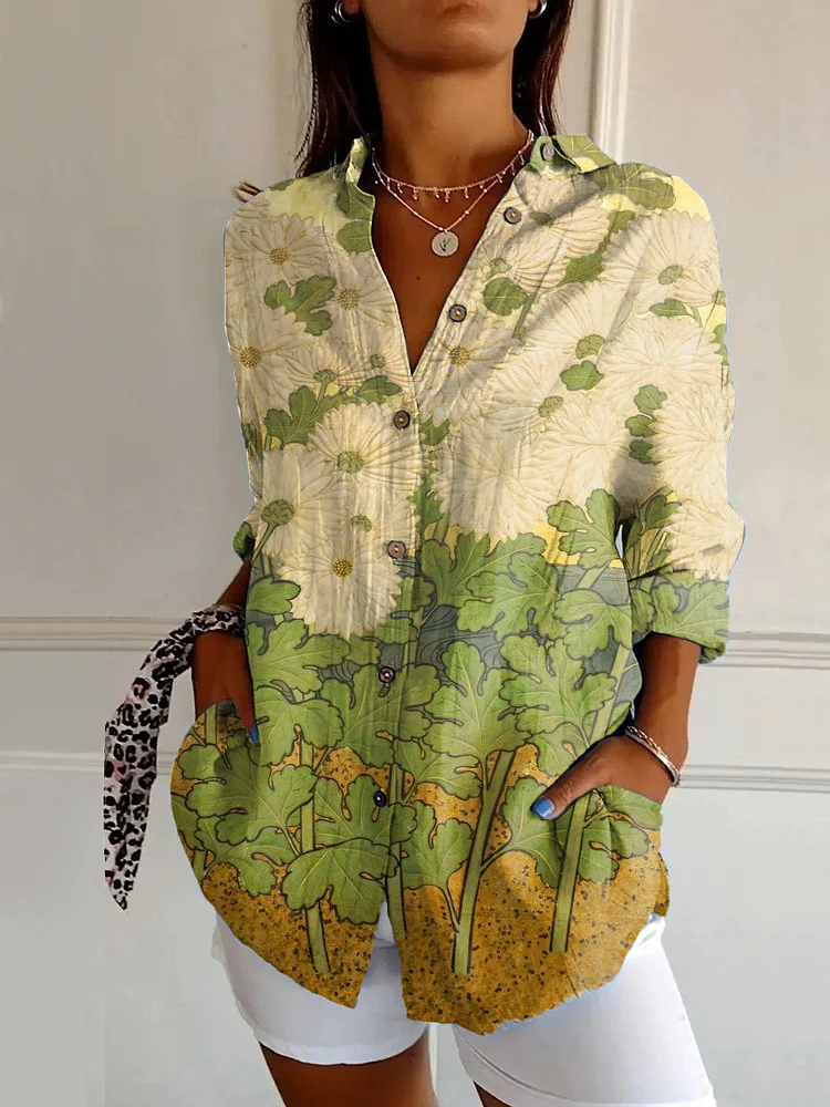 Classic Print Casual Long Sleeve Shirt