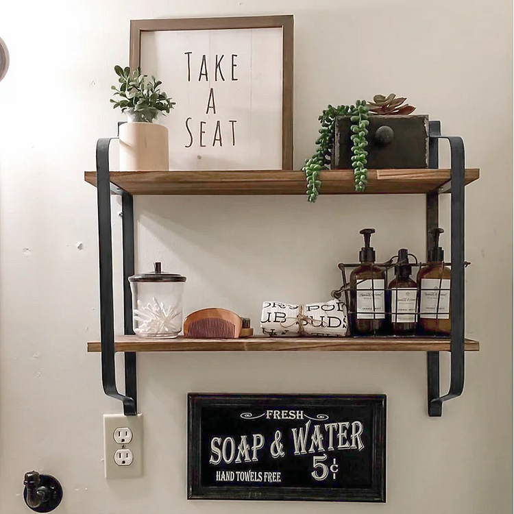 Heinen 2 Piece Pine Floating Shelf with Live Edge