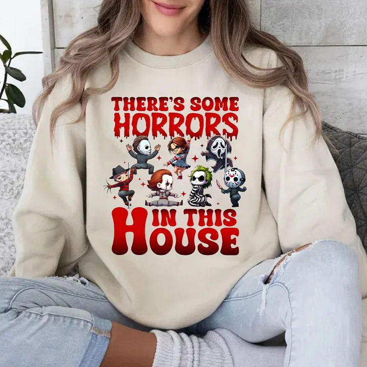 There is Some Horrors In This House Shirt, Retro Halloween Shirt, Funny Halloween Unisex Sweatshirt, Trendy Halloween Hoodie