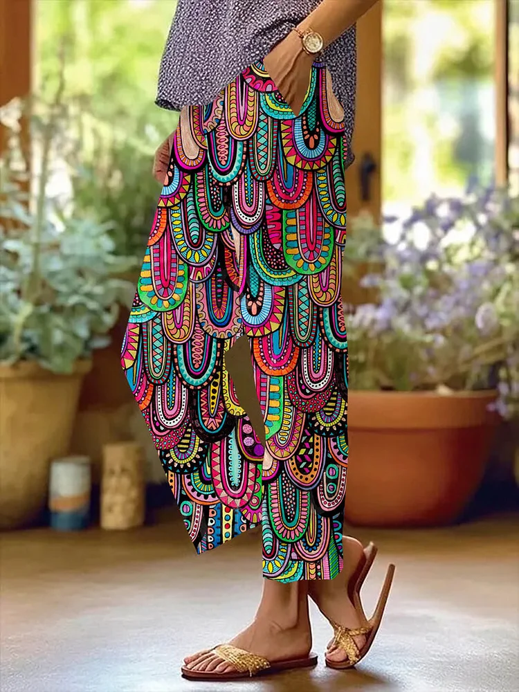 Women's Abstract Art Print Trousers