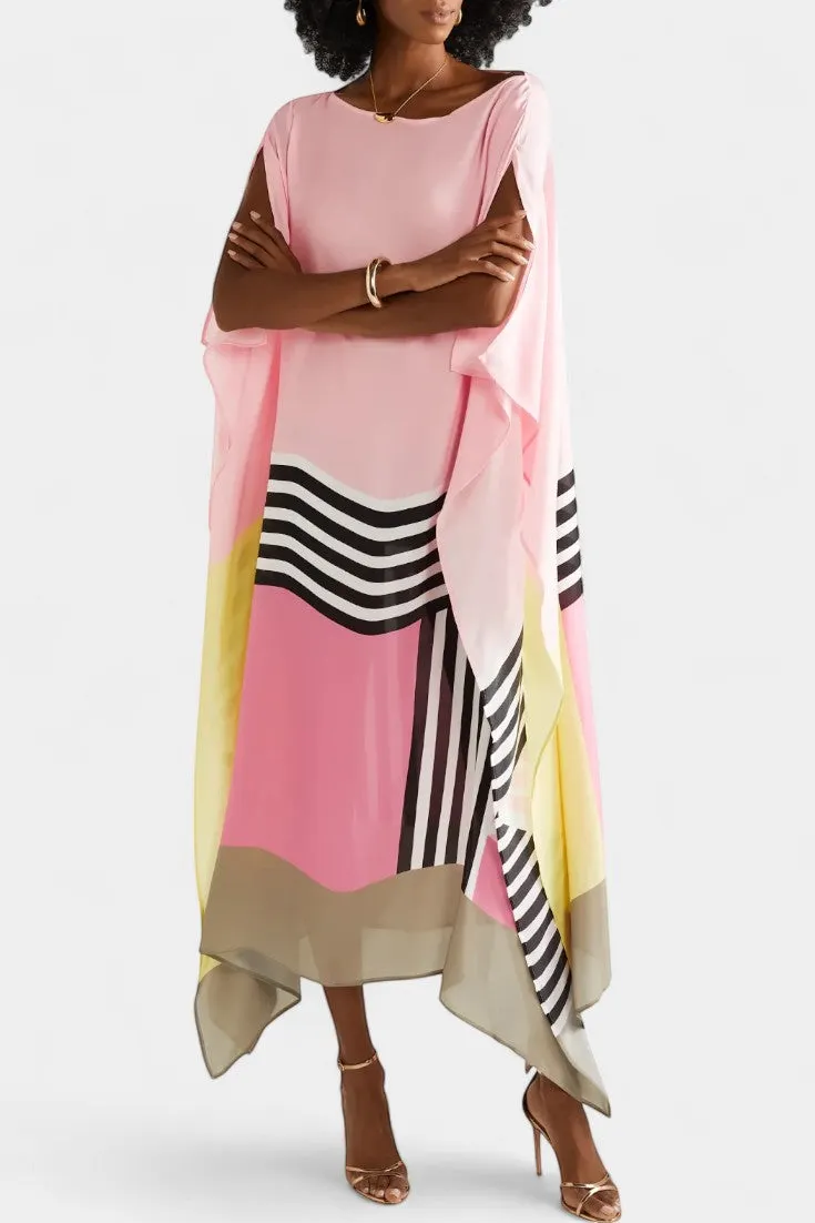 Asymmetrical Graphic Print Kaftan Dress