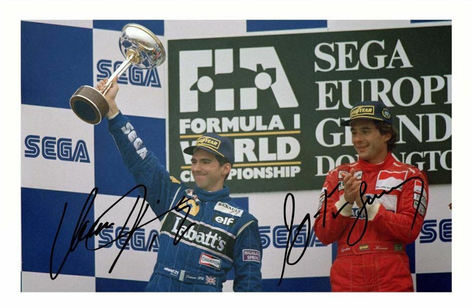 DAMON HILL & AYRTON SENNA AUTOGRAPH SIGNED Photo Poster painting POSTER PRINT