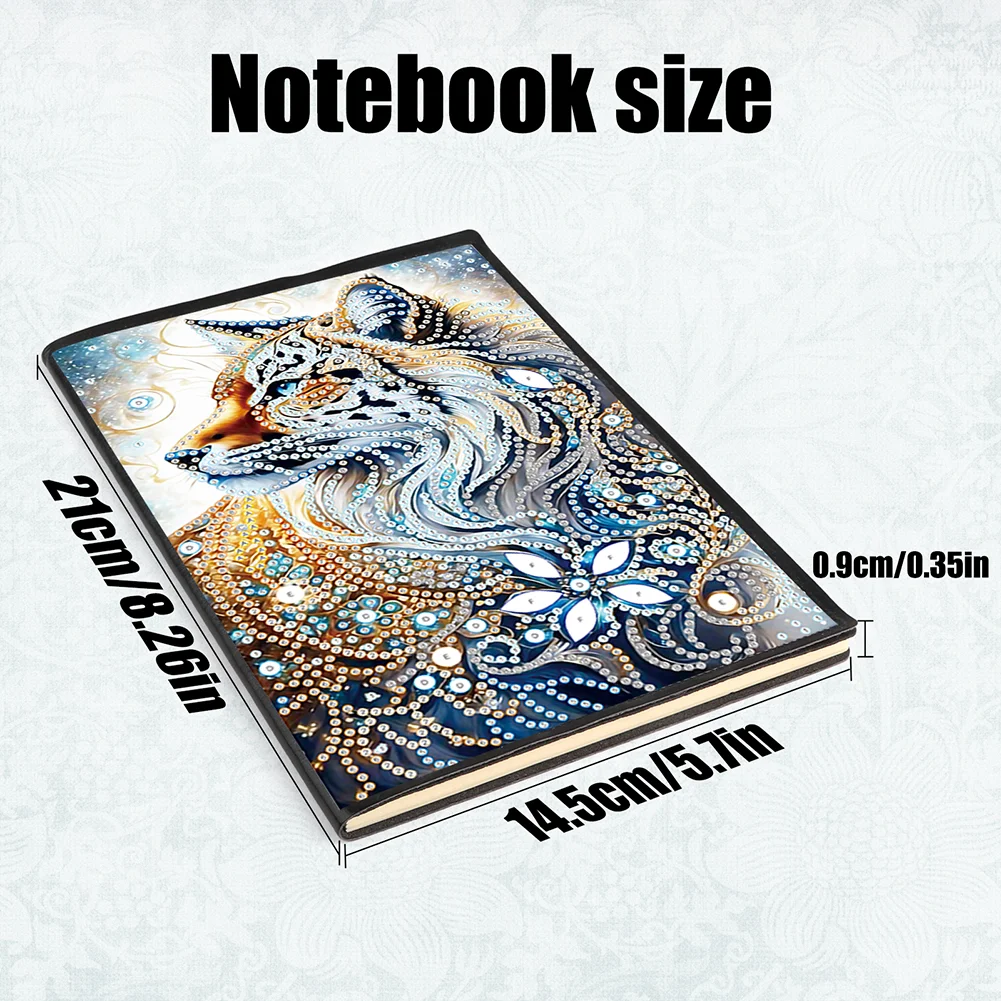 5D DIY Fox Special Shaped Diamond Painting 50 Pages Notebook for Beginners