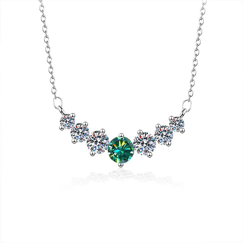 2.8 Karat VVS1-VVS2 925 Sterling Silver Moissanite None Inlay Round GRA Certificate Pendant Necklace