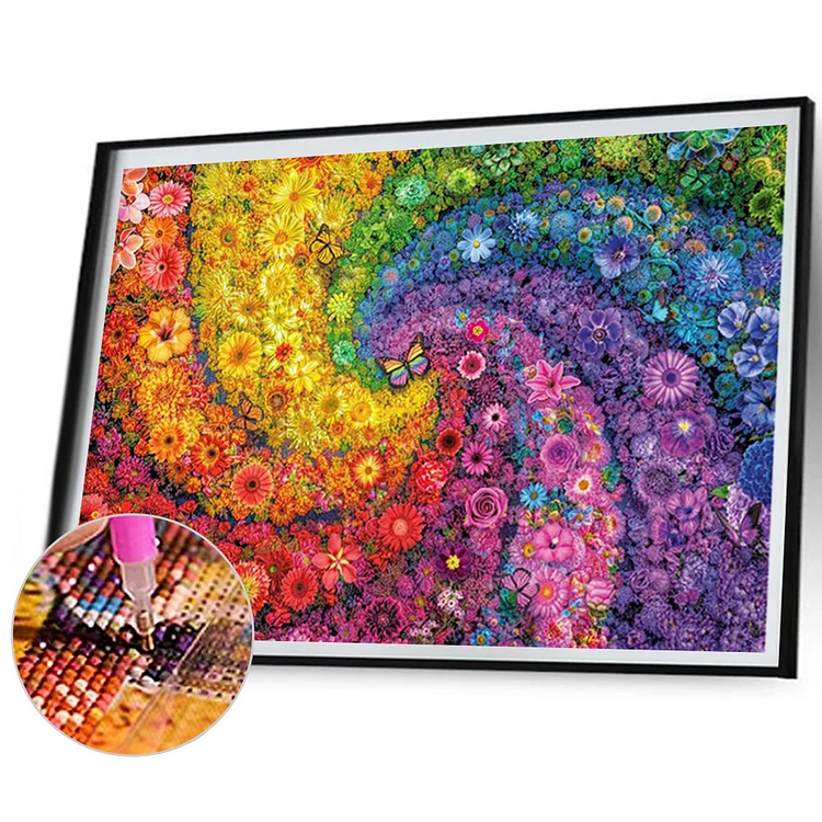 Abstract Flowers 12” x 16 newest completed 5D Diamond Painting Full Round Drill