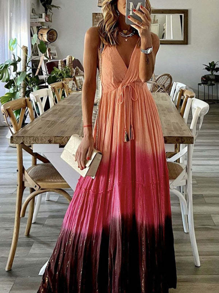 Summer In Malibu Gradient Print Maxi Dress