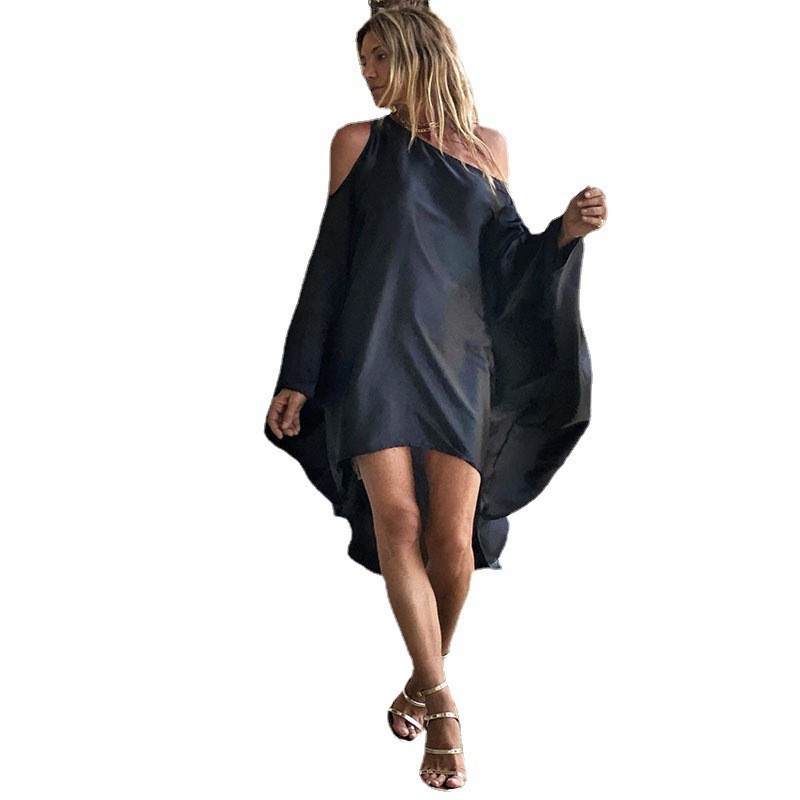2025 Summer New Printed Dresses Women Sloping Shoulders Loose Casual Beach Vacation Irregular Dress Fashion Beachwear Vestidos 12 2025 Summer New Printed Dresses Women Sloping Shoulders Loose Casual Beach Vacation Irregular Dress Fashion Beachwear Vestidos