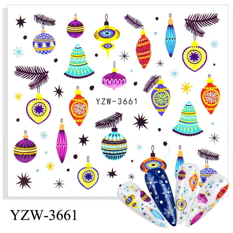 1pcs Autumn Winter Nail Sticker Robin Snow Flower New Year Halloween Christmas 3D Decals Nail Art Design Decor Accessories-Nail Inspo