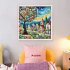 Glass Painting Colorful House-11CT Stamped Cross Stitch 50*50cm/19.69*19.69in tapestrymarket