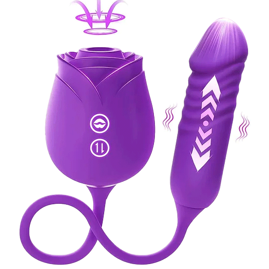 2025 Upgraded Rose Clit Sucking Toy with Thrusting G-spot Vibrator and 10 Modes