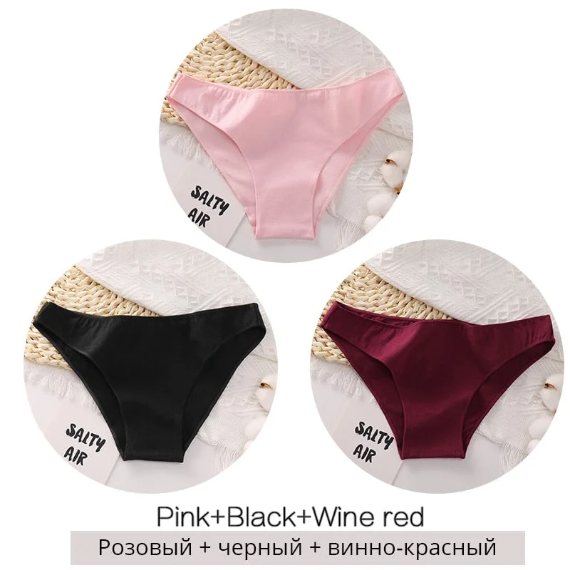 FINETOO 3Pcs/set Women Cotton Panties M-2XL Big Size Female Underwear Solid Color Briefs Underpants Ladies Cotton Panty Lingerie