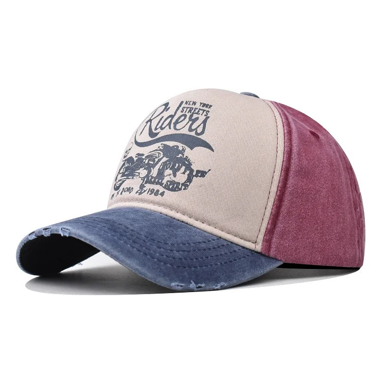 Washed Cotton Baseball Cap for Women Fitted Snapback Hats for Men Motorcycle Print Hip Hop Men s Summer Cap