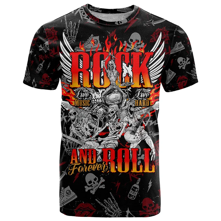 Rock And Roll Skull Forever T-Shirt