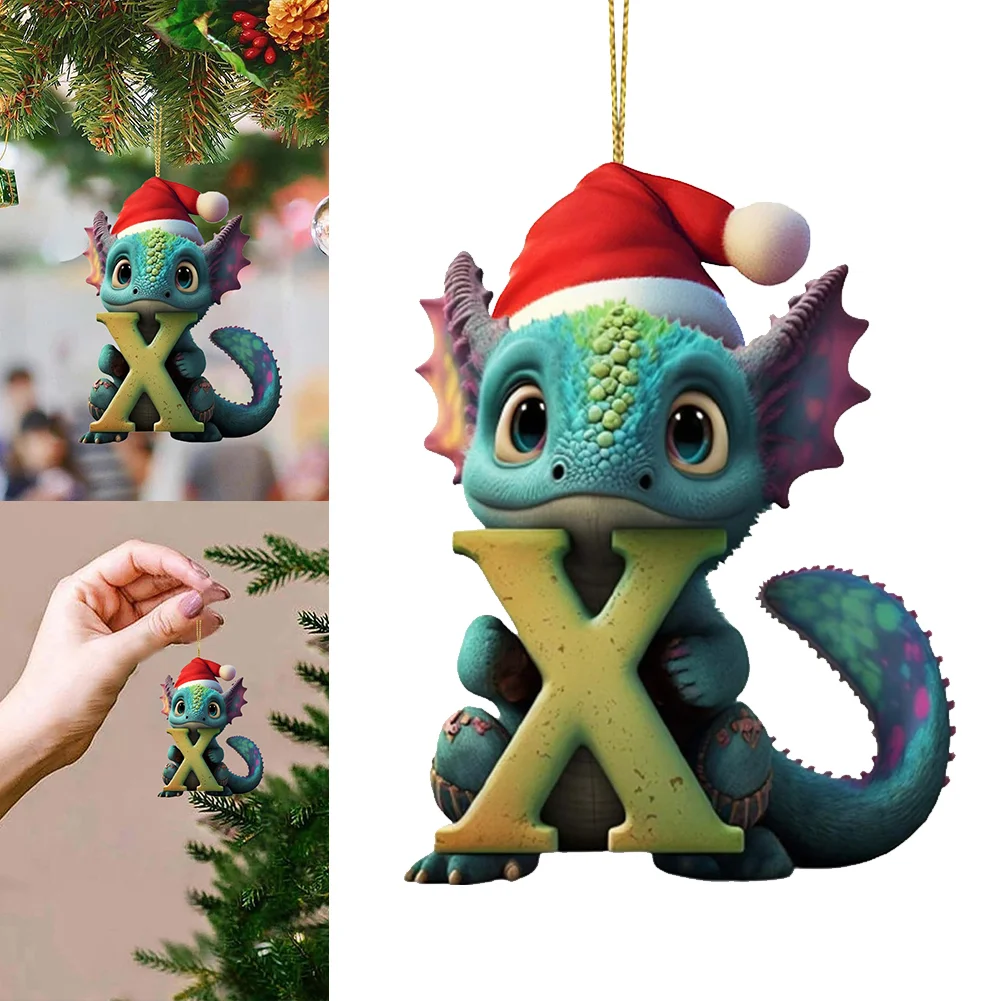 Christmas Cute Dragon Pendants Acrylic Letter Shaped Exquisite for Xmas Tree Car