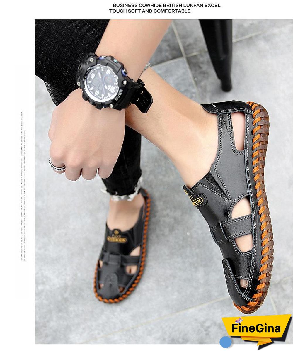 Leather Men Sandals Outdoor Flip Flop Casual Shoes Men Shoes