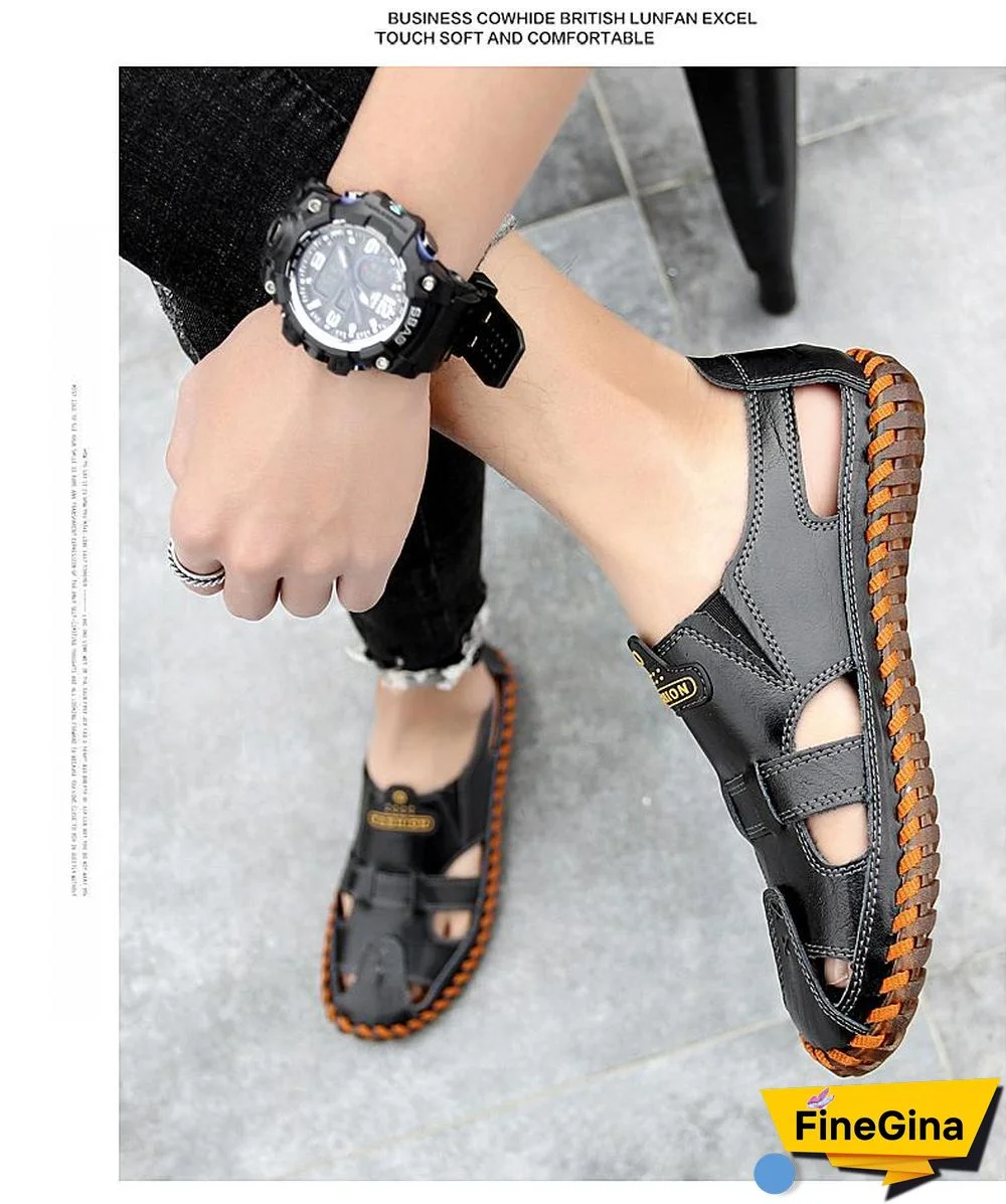 Leather Men Sandals Outdoor Flip Flop Casual Shoes Men Shoes