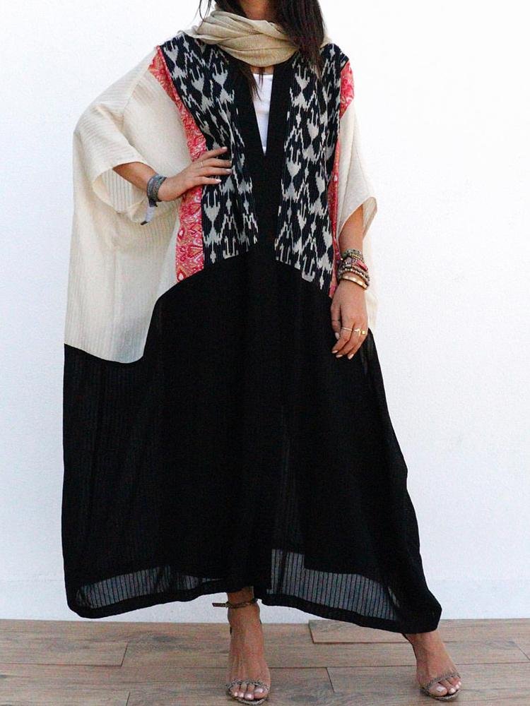 Loose long sleeve pattern printed cardigan abaya [PRE-ORDER]
