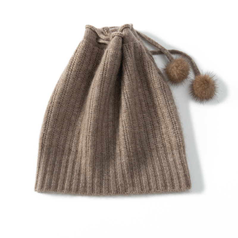 100% Cashmere Beanie with Pom Pom Ponytail Hat REAL SILK LIFE