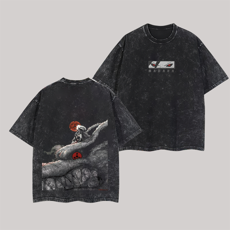 Retro Uchiha Madara X Naruto Anime Oversize Washed T-Shirt