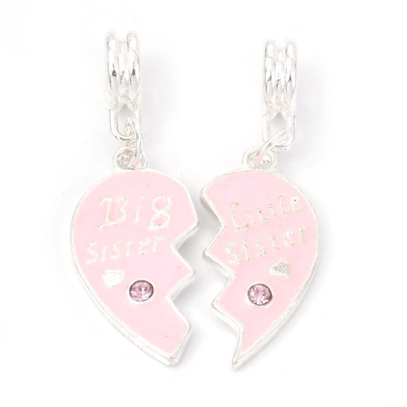 2 Pieces Set 37 * 12mm Hole 4~4.9mm Zinc Alloy Rhinestones Letter Heart Shape Polished Pendant