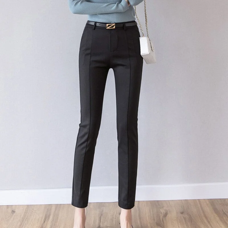 Trousers Women 2019 New Ankle-length Capris Female Leggings Pantalon Femme Workwear Slim High Waist Elastic Casual Woman Pants