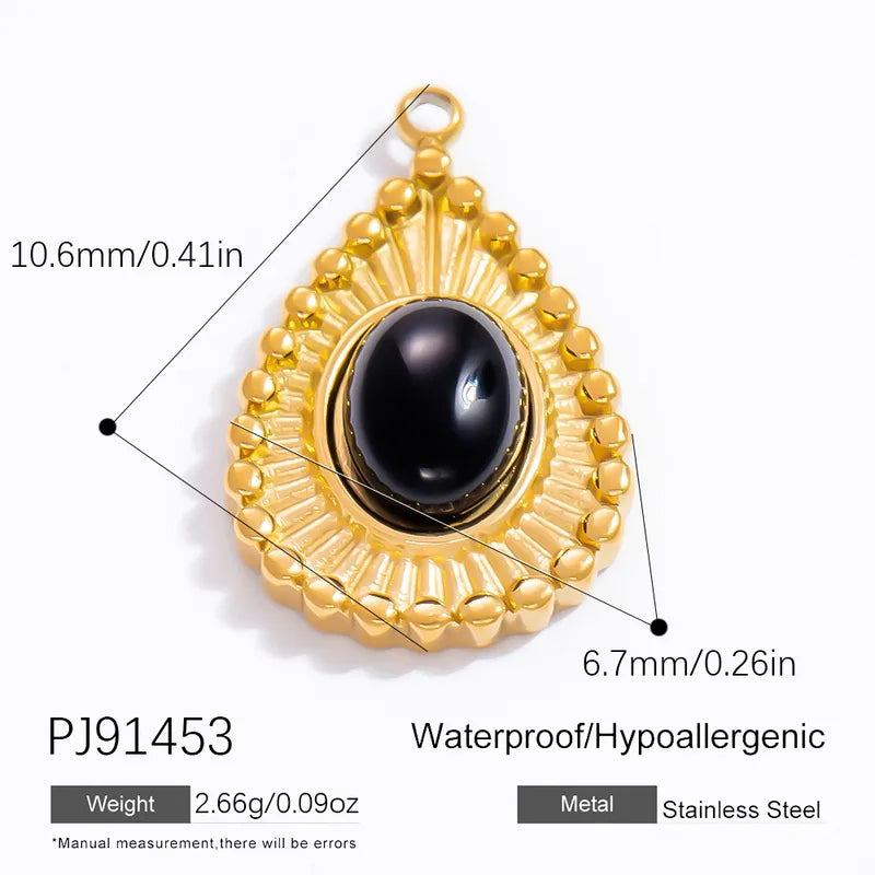 1 Piece 6.7*9.9mm 304 Stainless Steel Natural Stone Geometric Pendant Jewelry Accessories