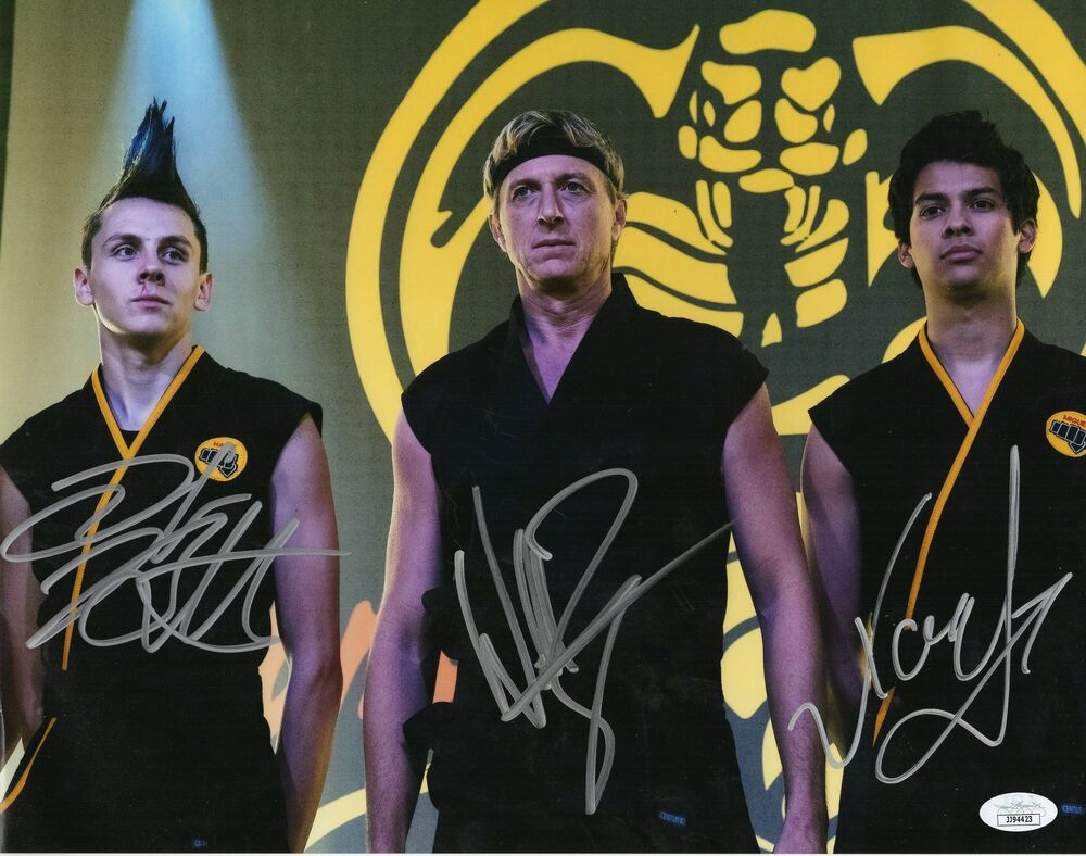 William Zabka Jacob Bertrand Xolo Maridue?a Autograph 11x14 Cast Cobra Kai Photo Poster painting