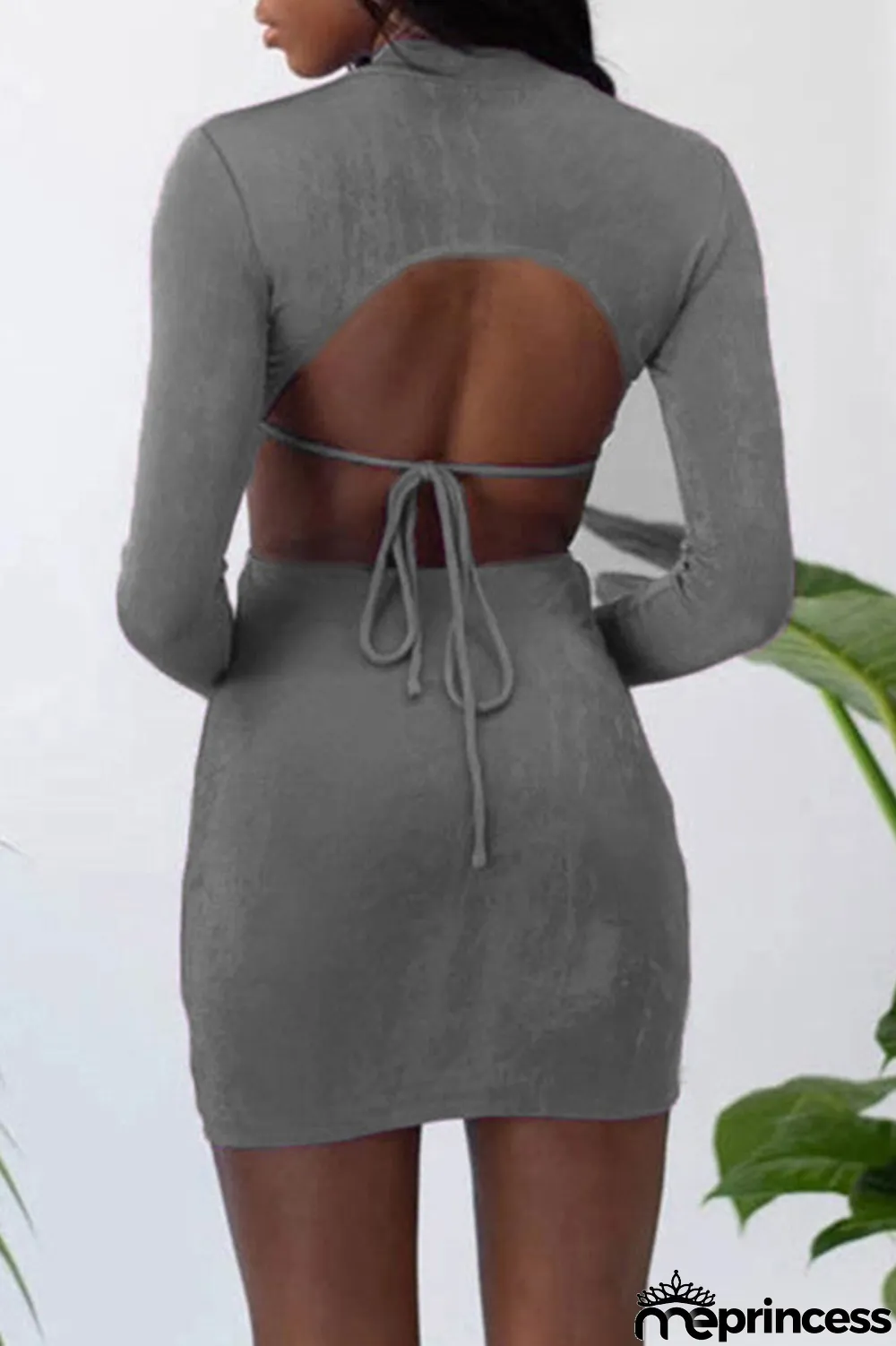 Apricot Fashion Sexy Solid Hollowed Out O Neck One Step Skirt Dresses