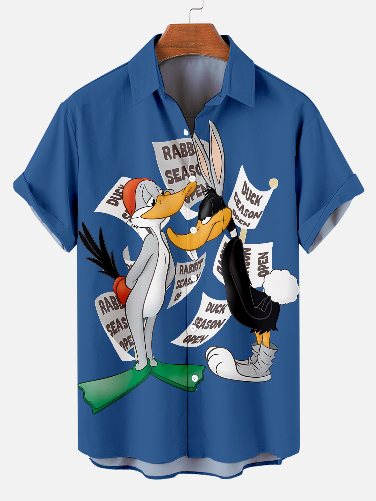 Men's Cartoon Duck Short Sleeve Shirt PLUSCLOTHESMAN