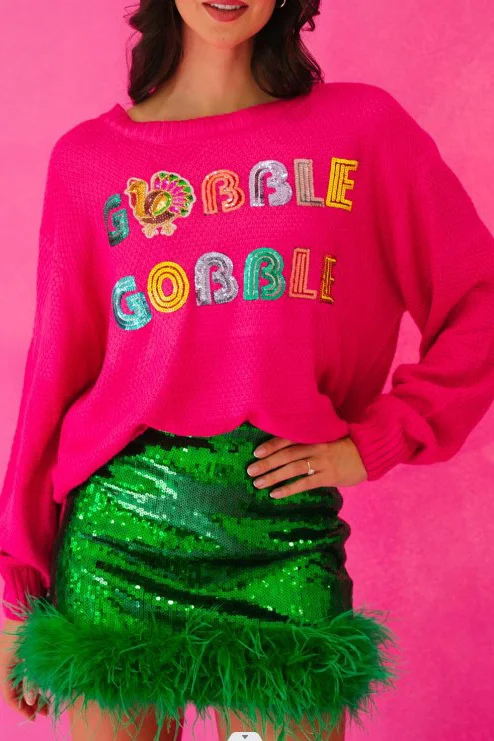 Thanksgiving rave party sequined long sleeve top