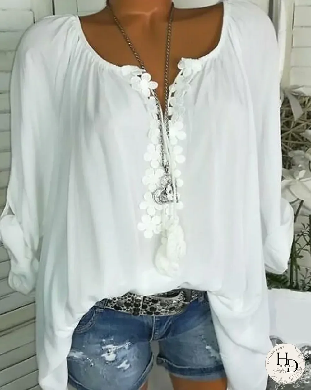 Women's Plus Size Blouse Shirt Geometric Sexy Long Sleeve Lace Ruffle U Neck Tops Basic Top White Black Blue-838