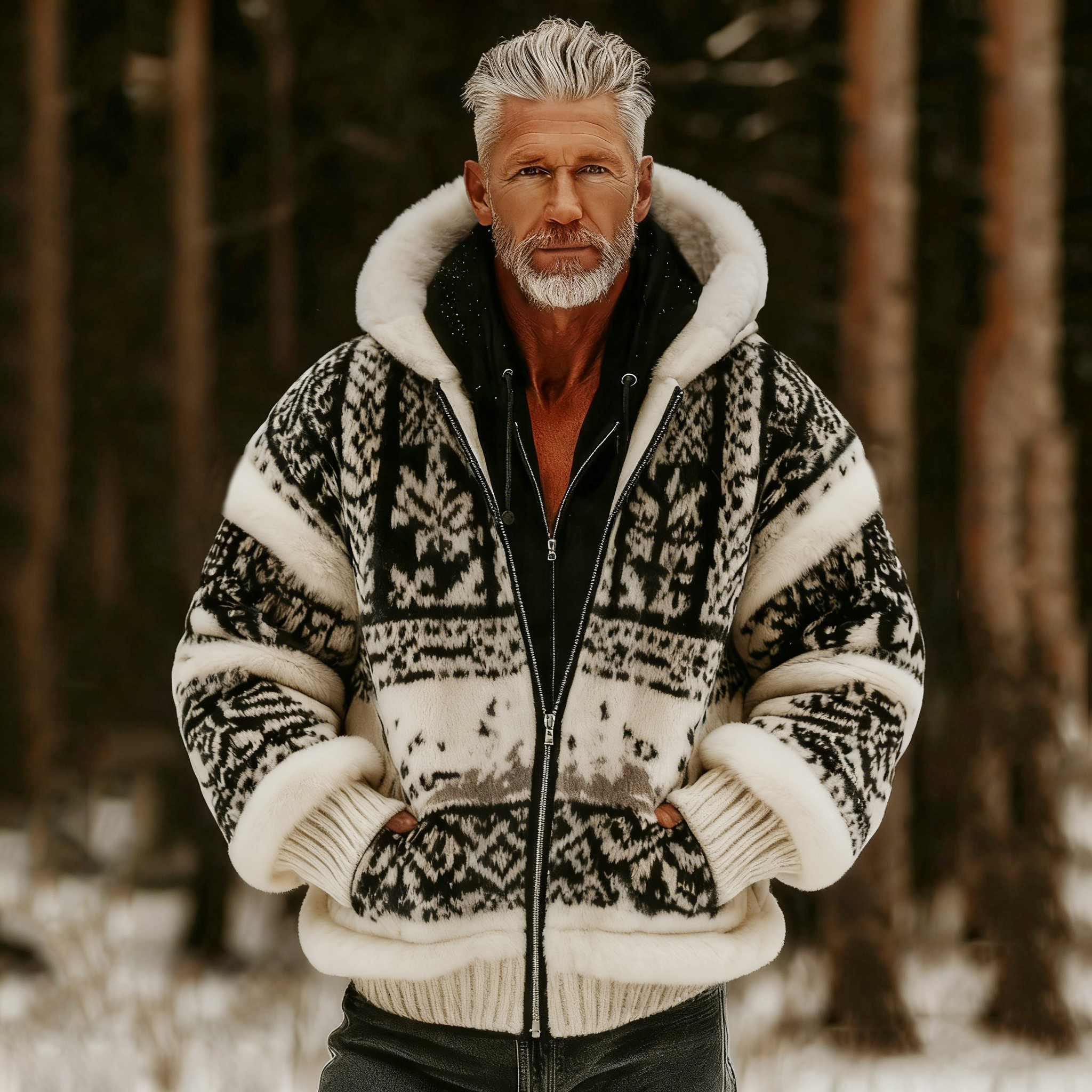 Men's Viking Celtic Pattern Art Cozy Warm Zipped Hooded Jacket elevenforest