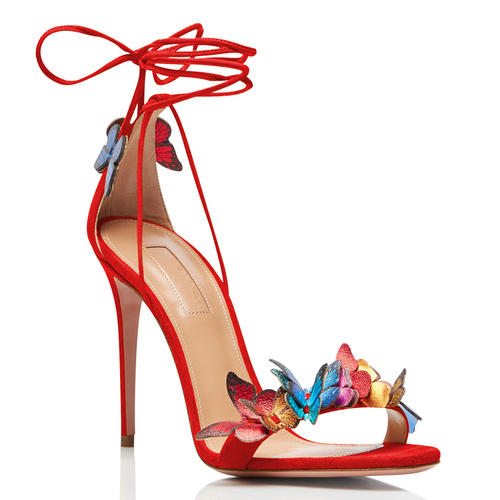 Bowtie High Heels Thin Heel Strap Leather Flower Hollow Out One Line Strap Sandals For Women