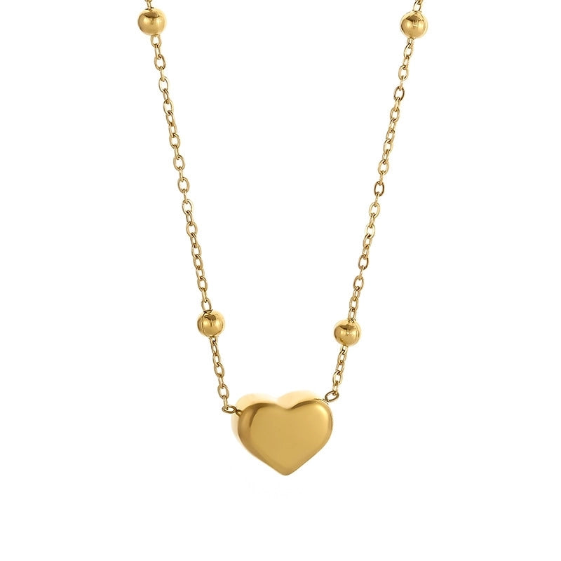 Casual Elegant Lady Heart Shape Titanium Steel Plating Women’s Cable Chain Jewelry Set