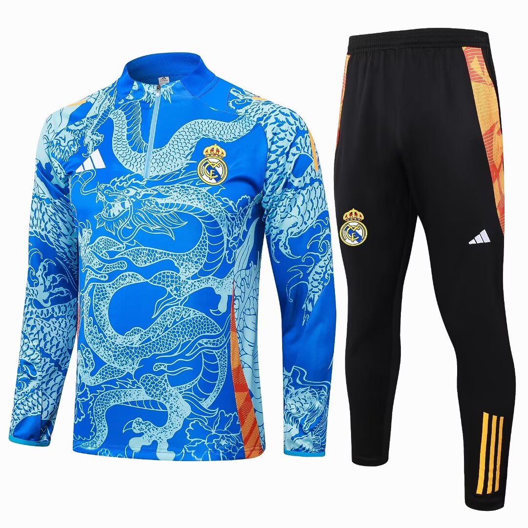 24/25 Real Madrid Half-Pull Training Kit Blue Football Thai Quality